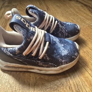 Adidas Blue and Baby Pink Sneakers with Cosmic Design